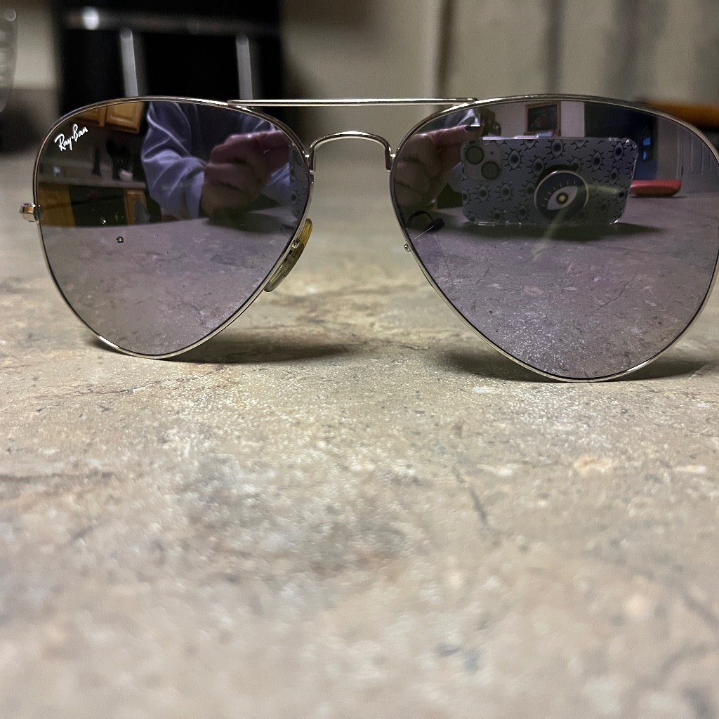 Ray Ban Aviator 58 Mm Glasses Lilac Mirrored Tint